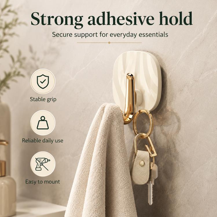 4 ganci adesivi in plastica di lusso, senza foratura, resistenti e senza lasciare tracce, ideali per appendere abiti., 4PCS Gold Hook