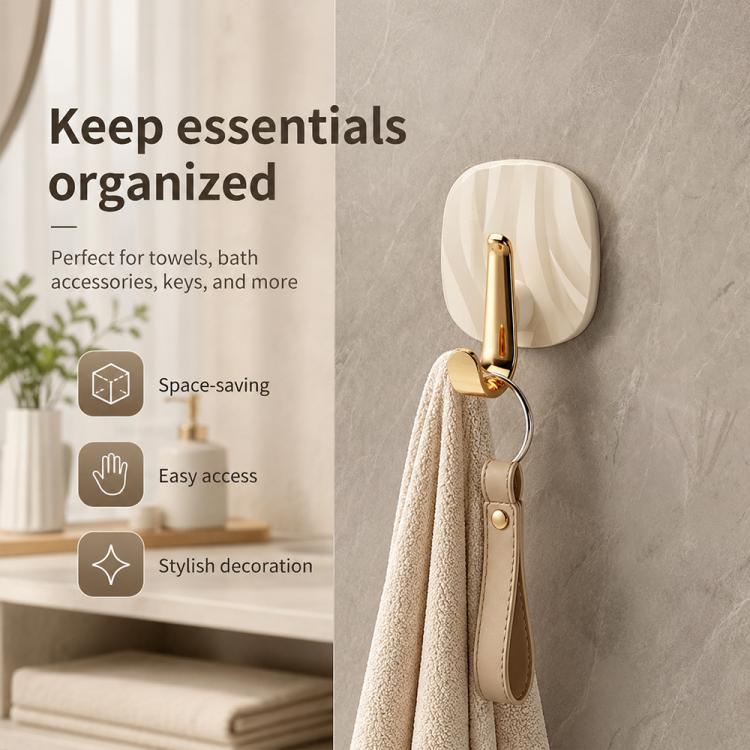 4 ganci adesivi in plastica di lusso, senza foratura, resistenti e senza lasciare tracce, ideali per appendere abiti., 4PCS Gold Hook
