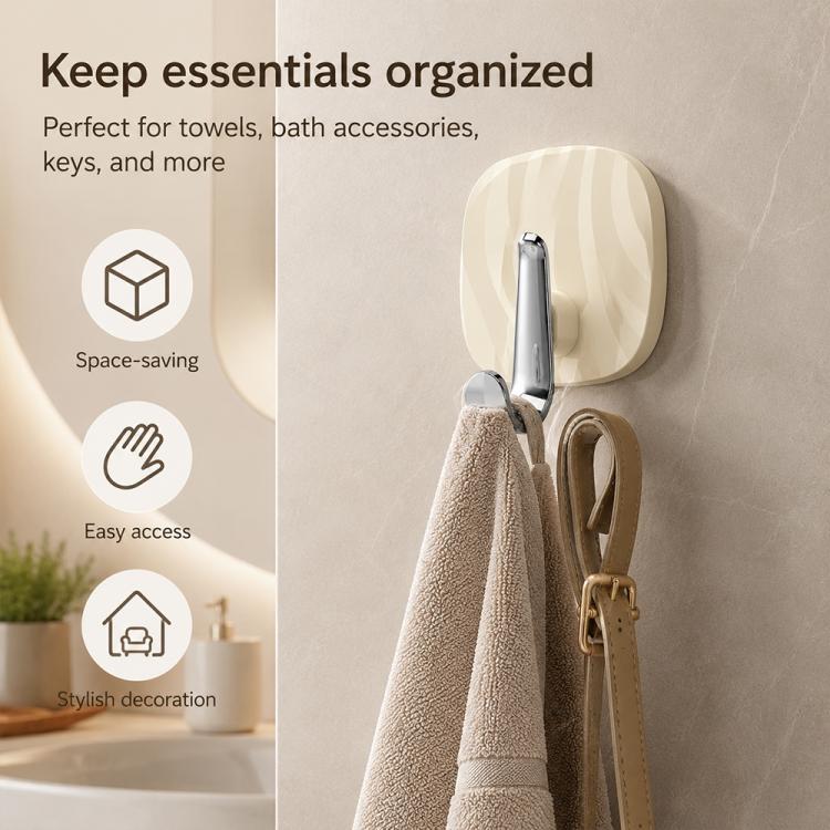4 ganci adesivi in plastica di lusso, senza foratura, resistenti e senza lasciare tracce, ideali per appendere abiti., 4PCS Silver Hook