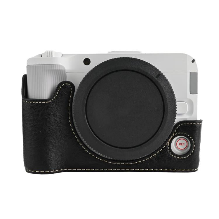 Mezza custodia per fotocamera in pelle vegana con texture litchi, For Canon EOS R50 V