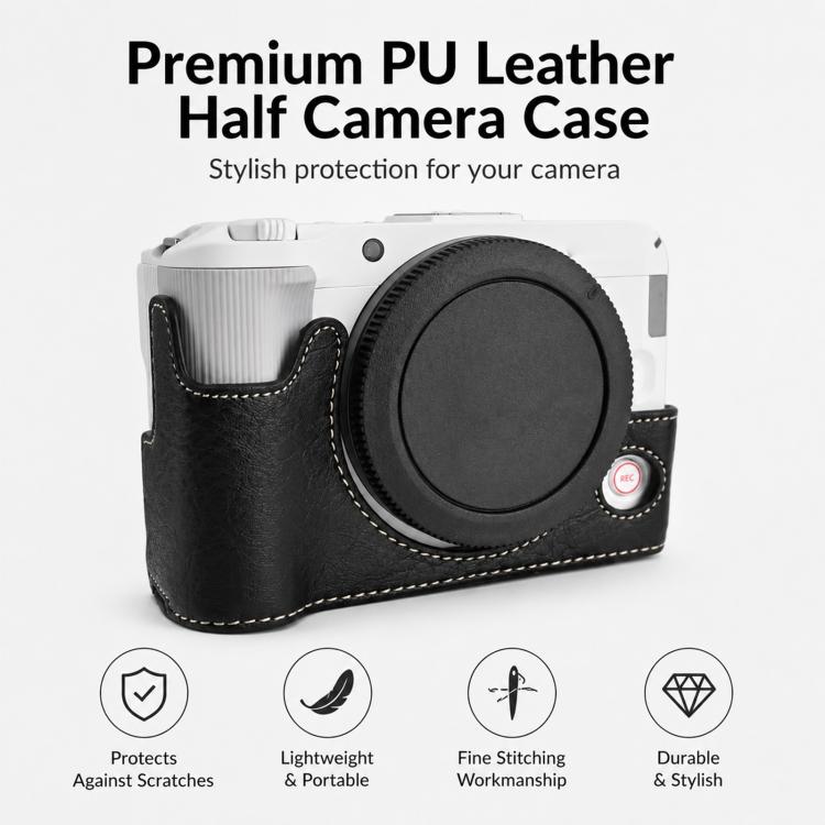 Mezza custodia per fotocamera in pelle vegana con texture litchi, For Canon EOS R50 V