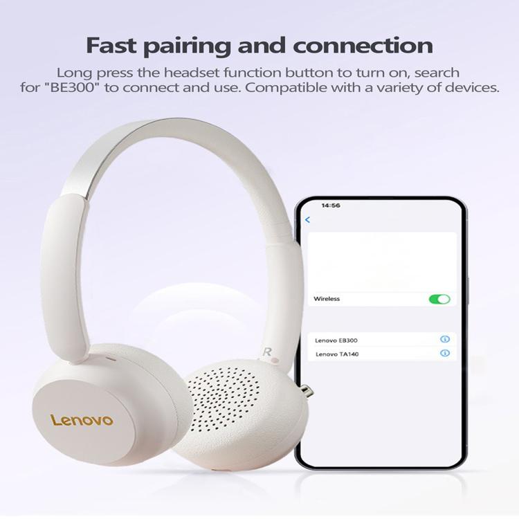 Auricolari Bluetooth Lenovo EB300 over-ear con intelligenza artificiale e riduzione del rumore durante le chiamate., EB300