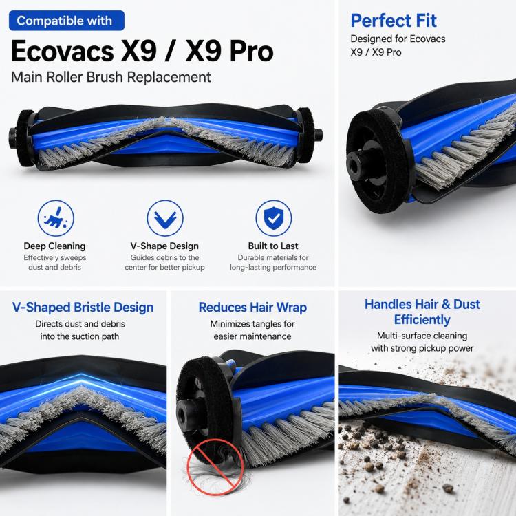 Per ricambi per Ecovacs DEEBOT X9 / X9 Pro, Main Brush, Roller Mop, Activated Carbon Filter, Filter, Side Brush, Dust Bag, Activated Carbon Dust Bag