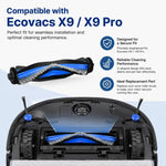 Per ricambi per Ecovacs DEEBOT X9 / X9 Pro, Main Brush, Roller Mop, Activated Carbon Filter, Filter, Side Brush, Dust Bag, Activated Carbon Dust Bag