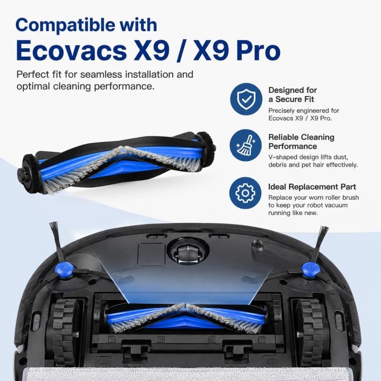 Per ricambi per Ecovacs DEEBOT X9 / X9 Pro, Main Brush, Roller Mop, Activated Carbon Filter, Filter, Side Brush, Dust Bag, Activated Carbon Dust Bag