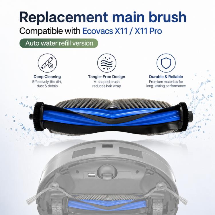 Per ricambi per Ecovacs DEEBOT X11 / X11 Pro, Main Brush, Side Brush, Roller Mop, Activated Carbon Filter, Filter, Auto Refill and Drain Version Dust Bag, Water Tank Version Dust Bag