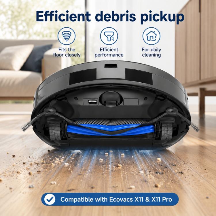 Per ricambi per Ecovacs DEEBOT X11 / X11 Pro, Main Brush, Side Brush, Roller Mop, Activated Carbon Filter, Filter, Auto Refill and Drain Version Dust Bag, Water Tank Version Dust Bag