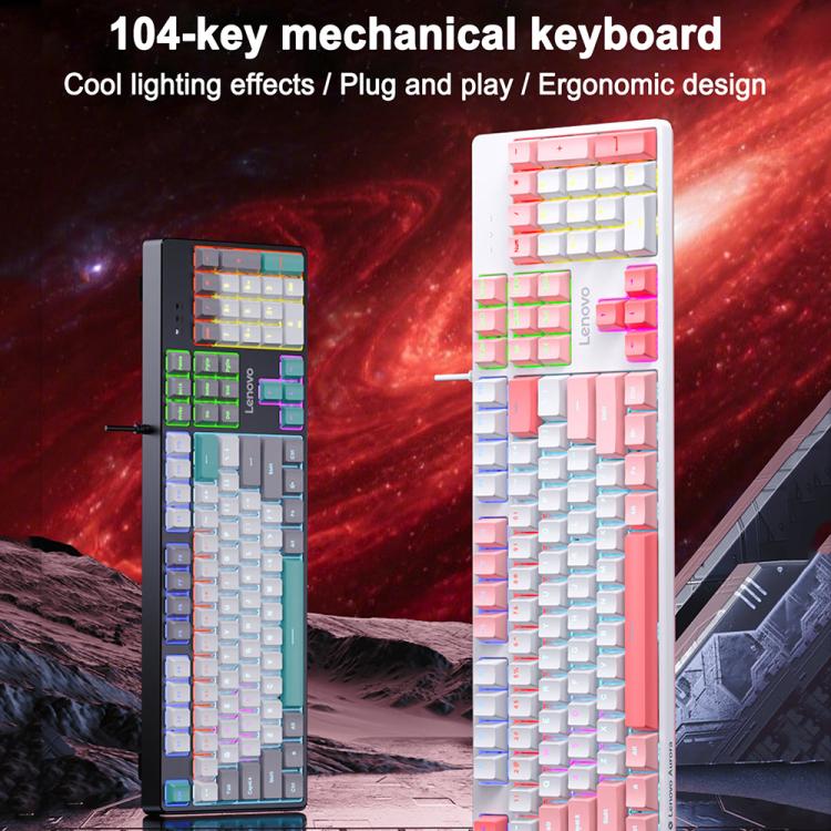 Tastiera meccanica cablata Lenovo GK10 RGB a 104 tasti, Tea Axis, Red Axis, Blue Axis