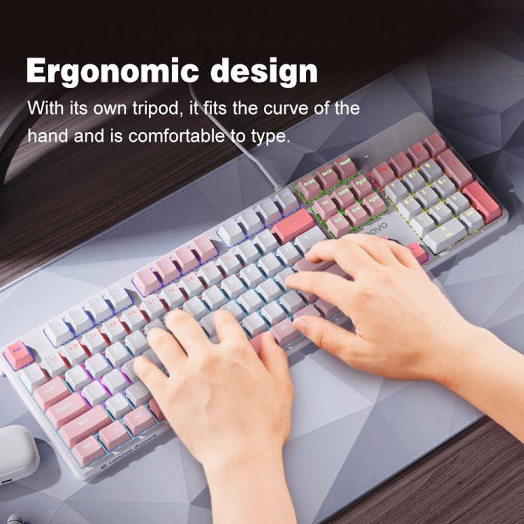 Tastiera meccanica cablata Lenovo GK10 RGB a 104 tasti, Tea Axis, Red Axis, Blue Axis