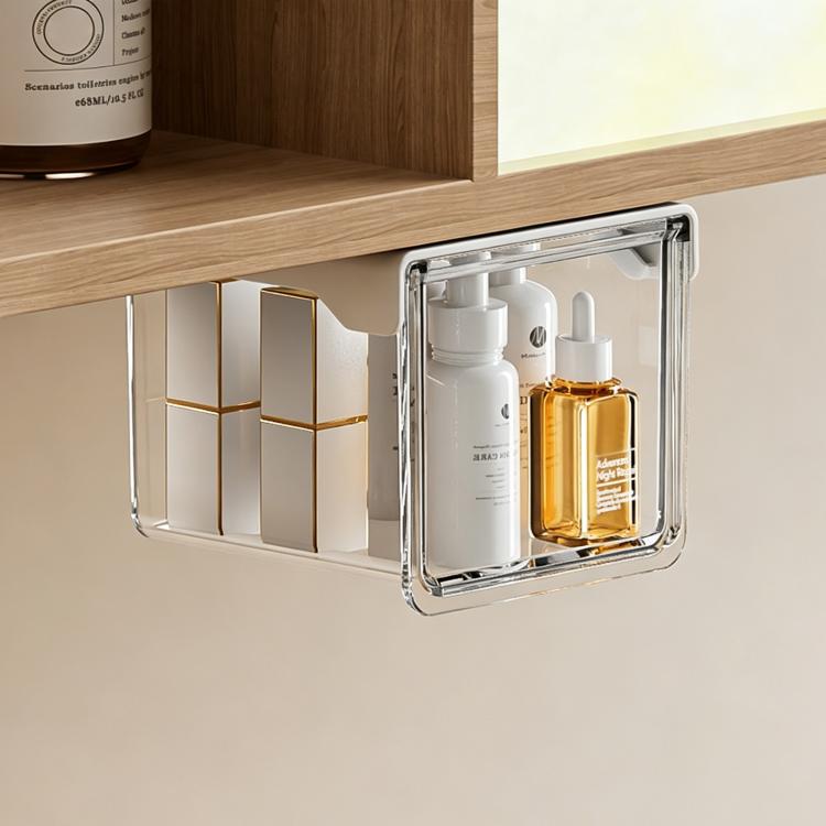 Scatola portaoggetti autoadesiva trasparente con cassetto estraibile, 10x10x8.5cm, 15x10x8.5cm, 21.5x10x8.5cm