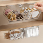 Scatola portaoggetti autoadesiva trasparente con cassetto estraibile, 10x10x8.5cm, 15x10x8.5cm, 21.5x10x8.5cm