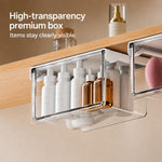 Scatola portaoggetti autoadesiva trasparente con cassetto estraibile, 10x10x8.5cm, 15x10x8.5cm, 21.5x10x8.5cm