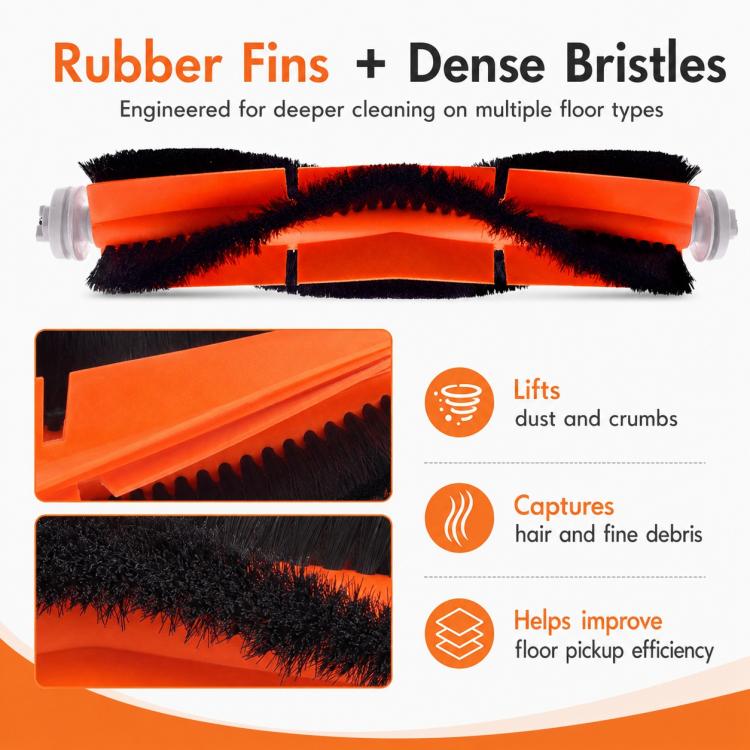 Ricambi per robot aspirapolvere Xiaomi X10 Plus / X20 Plus / S20 / S20 Plus / S10 / S10 Plus / S10 Pro, Grey Orange Main Brush, Black Orange Main Brush, Rubber Roller Brush, Main Rubber Brush Cover, Main Brush Cover, Grey Side Brush, White Side Brush  ...
