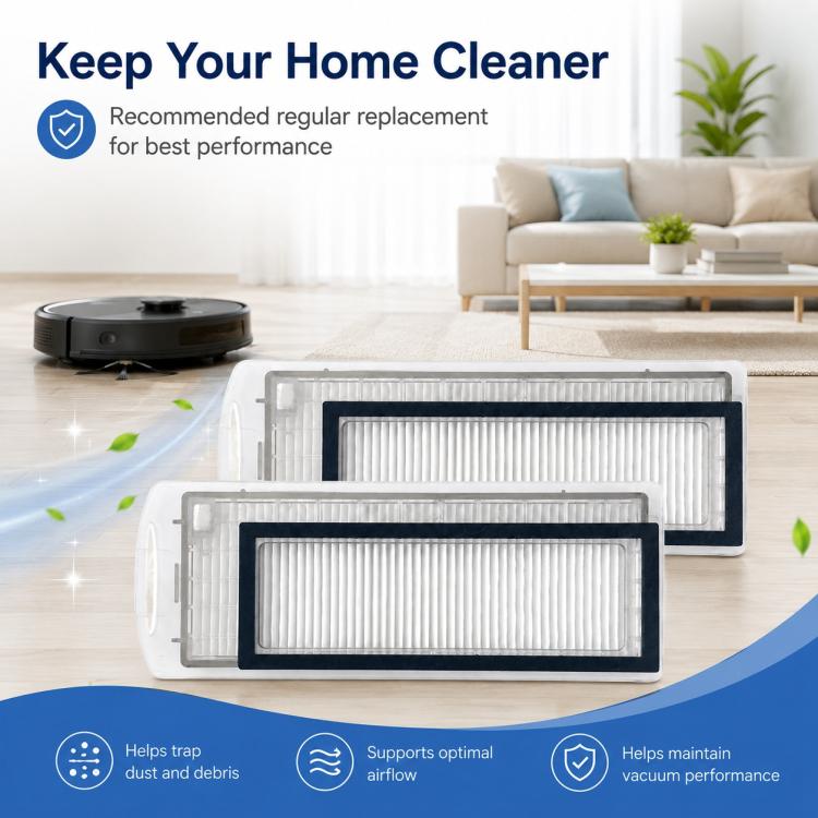 Ricambi per robot aspirapolvere Narwal J1 / J2, Dual Magnetic Filters, White Full-Fiber Mop Pad, Grey Full-Fiber Mop Pad, Blue Striped Mop Pad, White Striped Mop Pad, 6pcs Combo