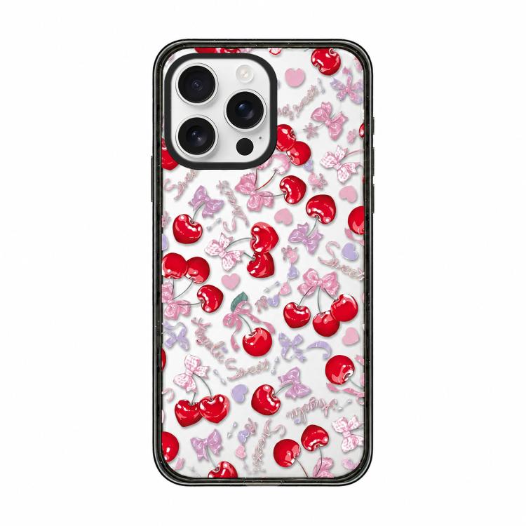 Custodia per telefono in acrilico TPU con motivo a quadri di ciliegie, For iPhone 16 Pro Max, For iPhone 16 Pro, For iPhone 16 Plus, For iPhone 16