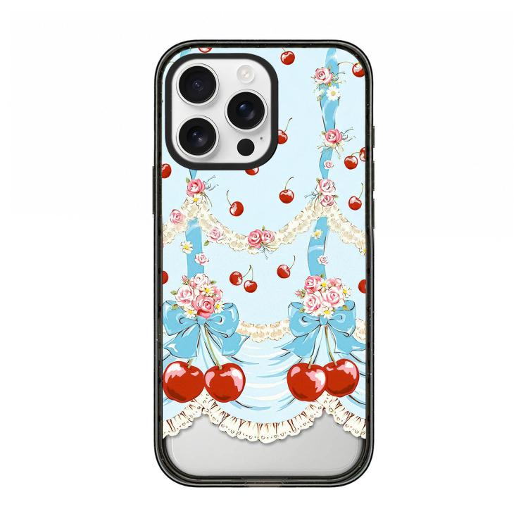 Custodia per telefono in acrilico TPU con motivo a quadri di ciliegie, For iPhone 16 Pro Max, For iPhone 16 Pro, For iPhone 16 Plus, For iPhone 16