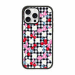Custodia per telefono in acrilico TPU con motivo a quadri di ciliegie, For iPhone 16 Pro Max, For iPhone 16 Pro, For iPhone 16 Plus, For iPhone 16