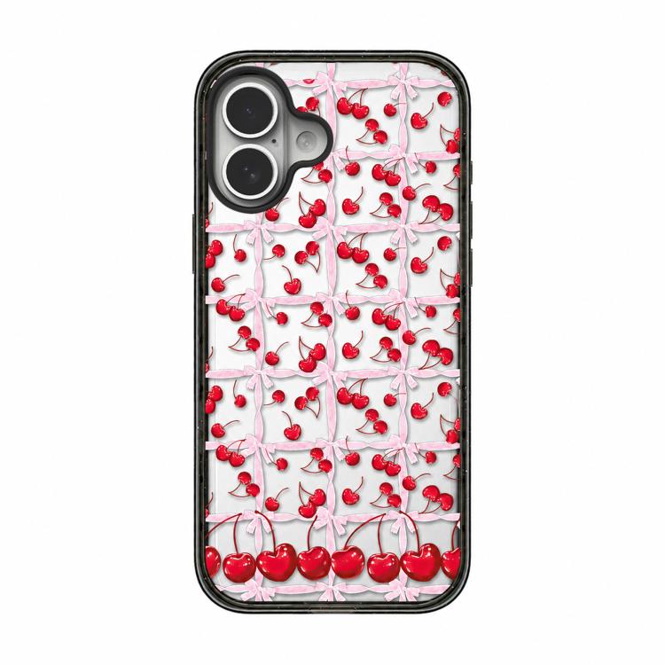 Custodia per telefono in acrilico TPU con motivo a quadri di ciliegie, For iPhone 16 Pro Max, For iPhone 16 Pro, For iPhone 16 Plus, For iPhone 16