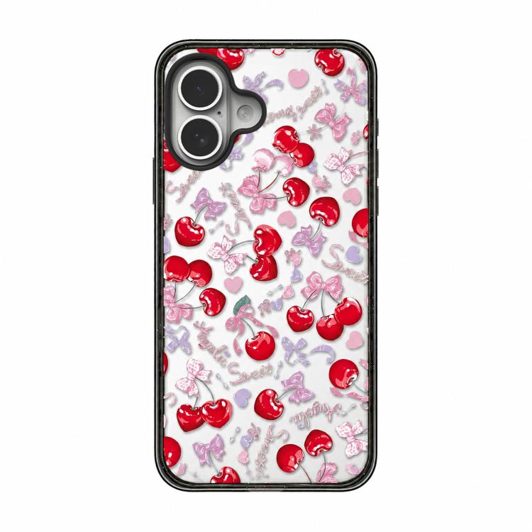 Custodia per telefono in acrilico TPU con motivo a quadri di ciliegie, For iPhone 16 Pro Max, For iPhone 16 Pro, For iPhone 16 Plus, For iPhone 16
