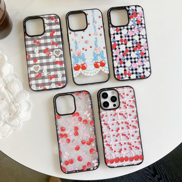 Custodia per telefono in acrilico TPU con motivo a quadri di ciliegie, For iPhone 17 Pro Max, For iPhone 17 Pro, For iPhone 17, For iPhone Air