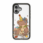 Custodia per telefono in TPU acrilico trasparente con orso e mela, For iPhone 16 Plus, For iPhone 16, For iPhone 15 Pro Max, For iPhone 15 Pro, For iPhone 15 Plus, For iPhone 15