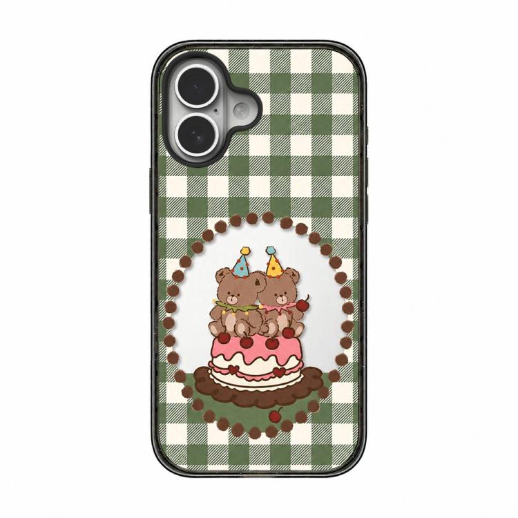Custodia per telefono in TPU acrilico trasparente con orso e mela, For iPhone 16 Plus, For iPhone 16, For iPhone 15 Pro Max, For iPhone 15 Pro, For iPhone 15 Plus, For iPhone 15