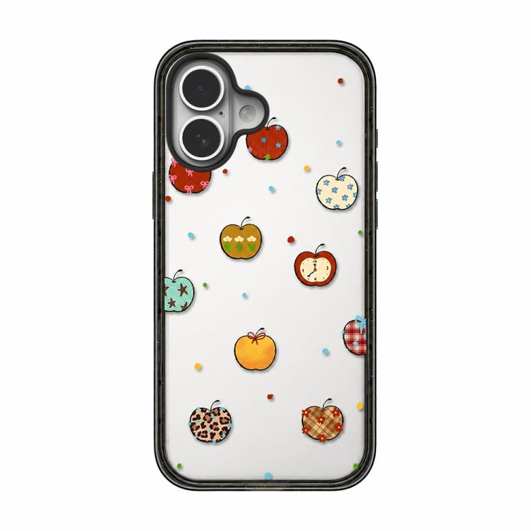 Custodia per telefono in TPU acrilico trasparente con orso e mela, For iPhone 16 Plus, For iPhone 16, For iPhone 15 Pro Max, For iPhone 15 Pro, For iPhone 15 Plus, For iPhone 15
