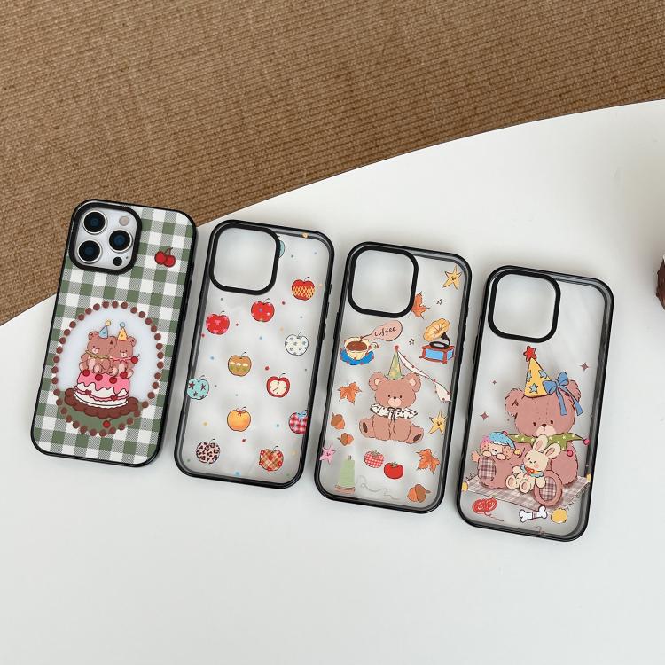 Custodia per telefono in TPU acrilico trasparente con orso e mela, For iPhone 17 Pro Max, For iPhone 17 Pro, For iPhone 17, For iPhone Air, For iPhone 16 Pro Max, For iPhone 16 Pro