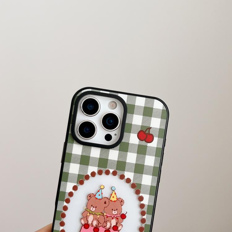 Custodia per telefono in TPU acrilico trasparente con orso e mela, For iPhone 16 Plus, For iPhone 16, For iPhone 15 Pro Max, For iPhone 15 Pro, For iPhone 15 Plus, For iPhone 15