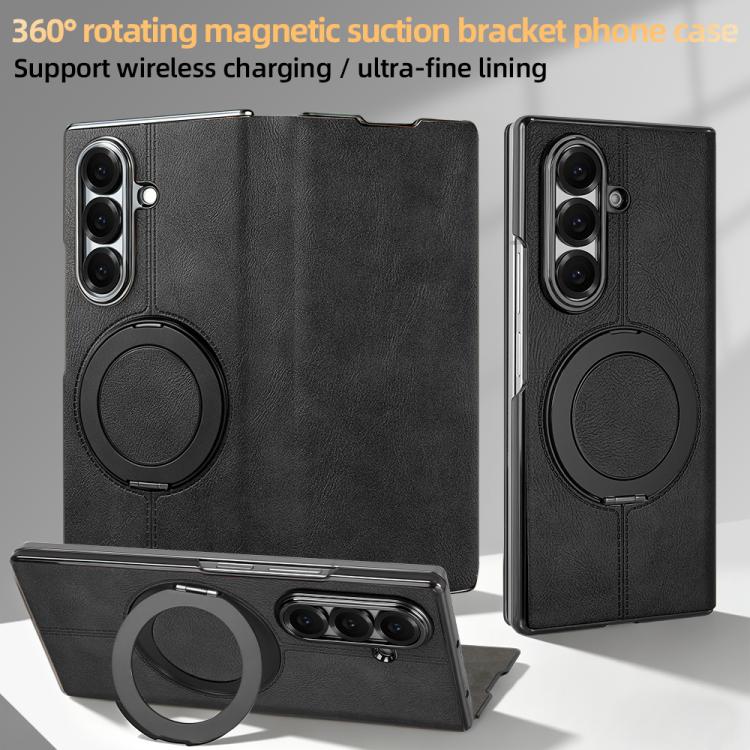 Custodia per telefono in pelle VIETAO con anello magnetico girevole a 360 gradi., For Galaxy Z Fold7 5G, For Galaxy Z Fold6 5G