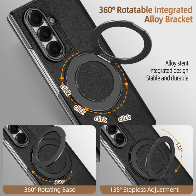 Custodia per telefono in pelle VIETAO con anello magnetico girevole a 360 gradi., For Galaxy Z Fold7 5G, For Galaxy Z Fold6 5G