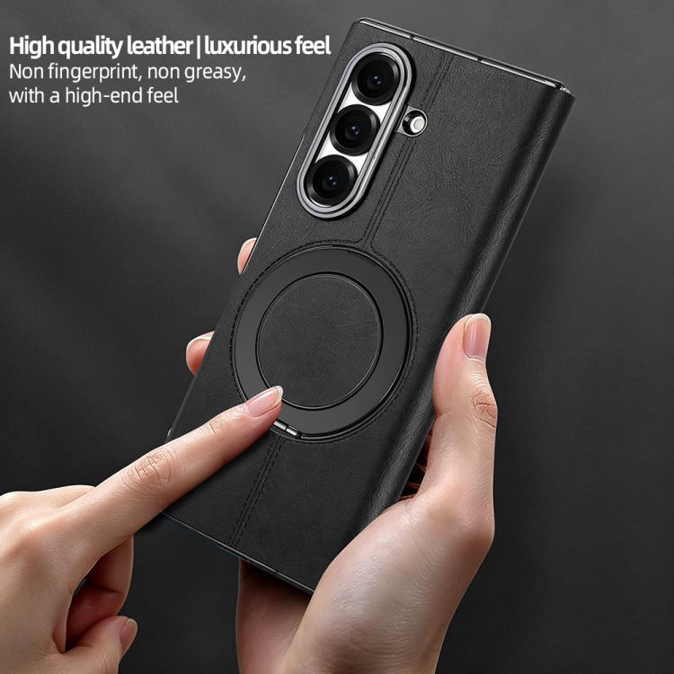 Custodia per telefono in pelle VIETAO con anello magnetico girevole a 360 gradi., For Galaxy Z Fold7 5G, For Galaxy Z Fold6 5G