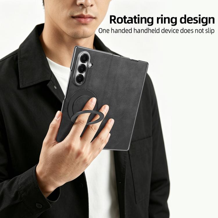 Custodia per telefono in pelle VIETAO con anello magnetico girevole a 360 gradi., For Galaxy Z Fold7 5G, For Galaxy Z Fold6 5G