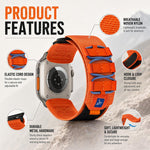 Cinturino per orologio xDfind Sport in nylon con chiusura a strappo., For Apple Watch 42 / 44 / 45 / 46 / 49mm, For Apple Watch 38 / 40 / 41 / S11 42mm