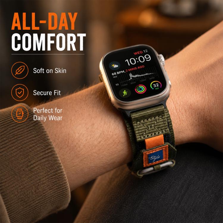 Cinturino per orologio xDfind Sport in nylon con chiusura a strappo., For Apple Watch 42 / 44 / 45 / 46 / 49mm, For Apple Watch 38 / 40 / 41 / S11 42mm