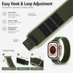 Cinturino per orologio xDfind regolabile con chiusura a strappo in nylon riflettente, For Apple Watch 42 / 44 / 45 / 46 / 49mm, For Apple Watch 38 / 40 / 41 / S11 42mm