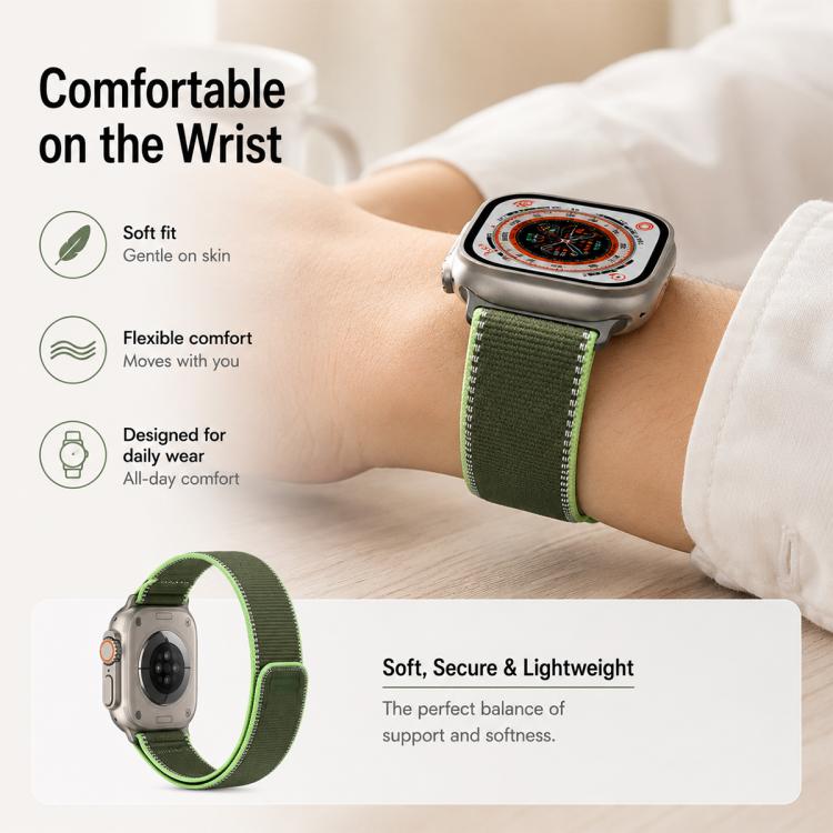 Cinturino per orologio xDfind regolabile con chiusura a strappo in nylon riflettente, For Apple Watch 42 / 44 / 45 / 46 / 49mm, For Apple Watch 38 / 40 / 41 / S11 42mm