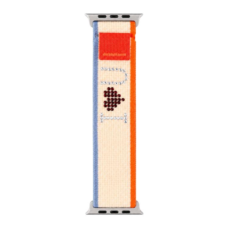 Cinturino per orologio in nylon con chiusura a strappo e strass xDfind, For Apple Watch 42 / 44 / 45 / 46 / 49mm, For Apple Watch 38 / 40 / 41 / S11 42mm