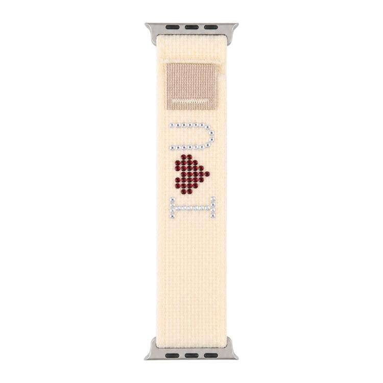Cinturino per orologio in nylon con chiusura a strappo e strass xDfind, For Apple Watch 42 / 44 / 45 / 46 / 49mm, For Apple Watch 38 / 40 / 41 / S11 42mm