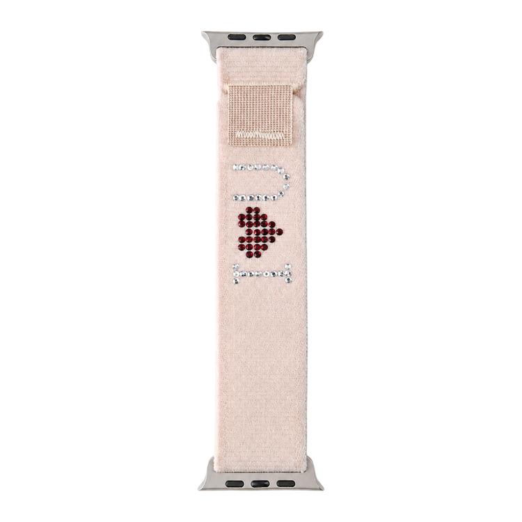 Cinturino per orologio in nylon con chiusura a strappo e strass xDfind, For Apple Watch 42 / 44 / 45 / 46 / 49mm, For Apple Watch 38 / 40 / 41 / S11 42mm