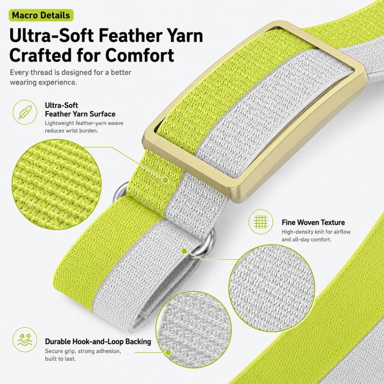 Cinturino per orologio Polar Loop xDfind con fibbia rotonda in metallo, in nylon traspirante con filato di piuma e passante in metallo., S Wrist Circumference 135–170 mm, L Wrist Circumference 170-235mm