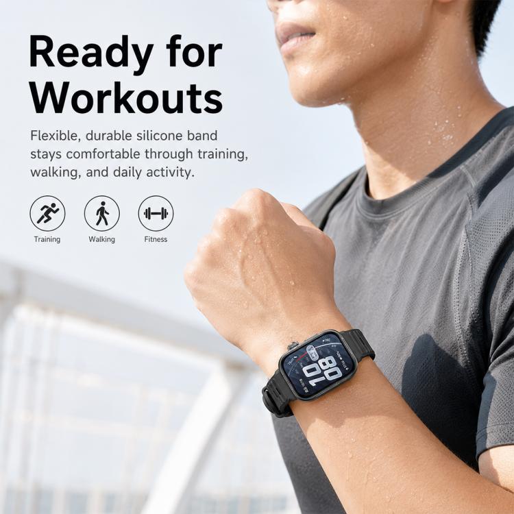 Cinturino in silicone xDfind Sport per Huawei Watch Fit 5 / Fit 5 Pro., Silver Buckle, Black Buckle