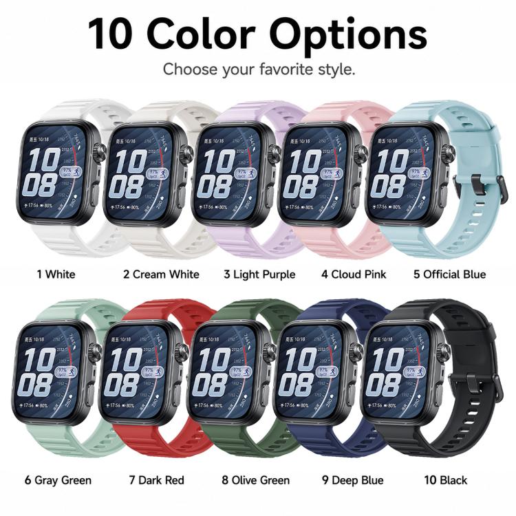Cinturino in silicone xDfind Sport per Huawei Watch Fit 5 / Fit 5 Pro., Silver Buckle, Black Buckle