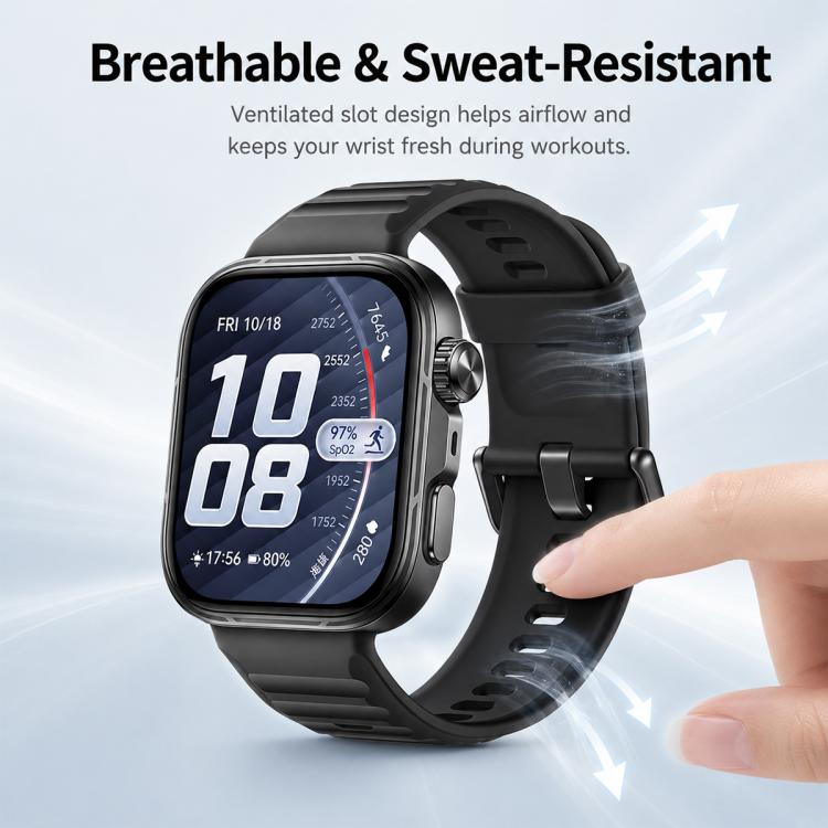 Cinturino in silicone xDfind Sport per Huawei Watch Fit 5 / Fit 5 Pro., Silver Buckle, Black Buckle