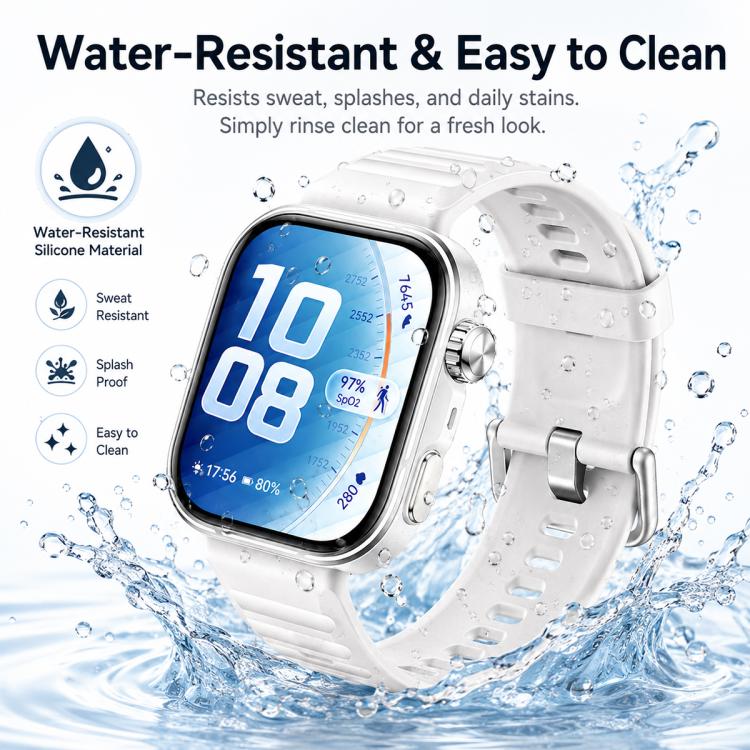 Cinturino in silicone xDfind Sport per Huawei Watch Fit 5 / Fit 5 Pro., Silver Buckle, Black Buckle