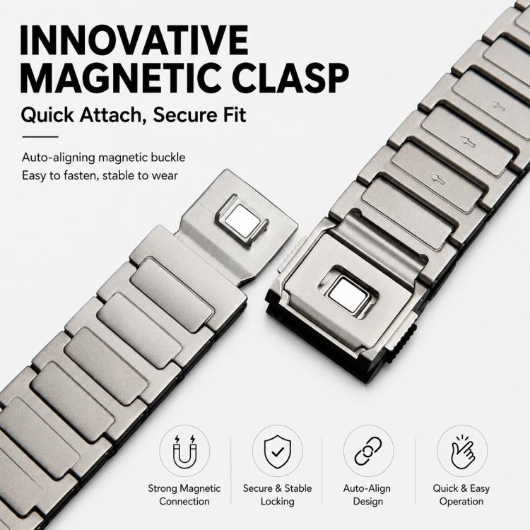 Cinturino per orologio xDfind in titanio puro con fibbia magnetica a forma di I, 22mm