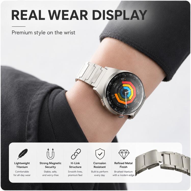 Cinturino per orologio xDfind in titanio puro con fibbia magnetica a forma di I, 22mm