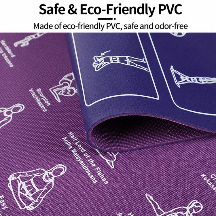 Tappetino da yoga antiscivolo in PVC con stampa su entrambi i lati per fitness e allenamento., 4mm