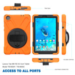 Custodia protettiva antiurto in silicone colorato + PC con supporto, cinturino per impugnatura e tracolla, For Lenovo Tab M8