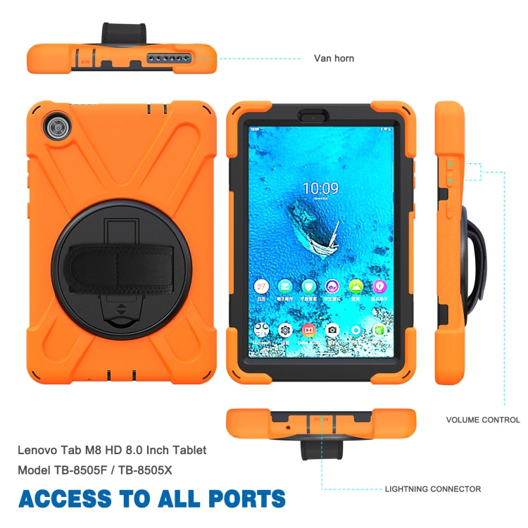 Custodia protettiva antiurto in silicone colorato + PC con supporto, cinturino per impugnatura e tracolla, For Lenovo Tab M8